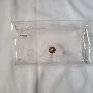 Transparent PVC Clear Shoulder bag Clutch Purse with Long Gold Chain NEW NWT